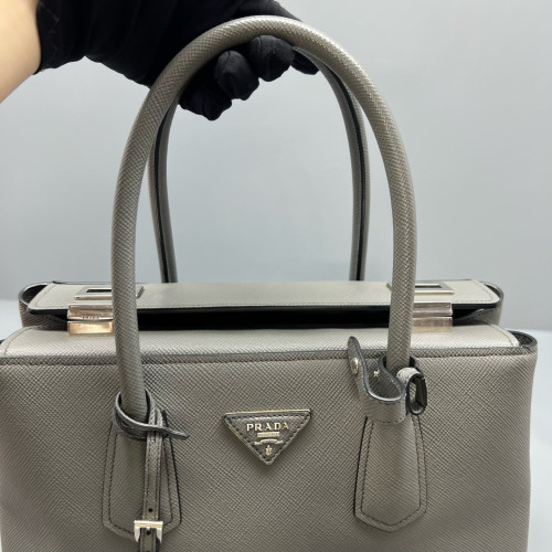 Prada Handbag Calfskin Saffiano Calfskin Grey