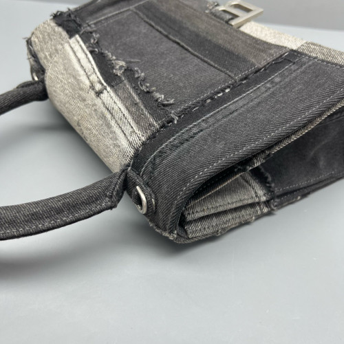 Balenciaga Hourglass Top Handle Medium Denim Black Grey Balenciaga Hourglass Top Handle Medium Denim Black Grey