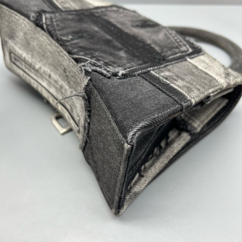 Balenciaga Hourglass Top Handle Medium Denim Black Grey Balenciaga Hourglass Top Handle Medium Denim Black Grey