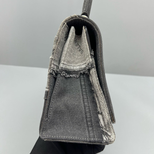 Balenciaga Hourglass Top Handle Medium Denim Black Grey Balenciaga Hourglass Top Handle Medium Denim Black Grey