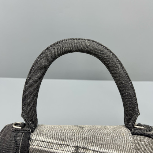Balenciaga Hourglass Top Handle Medium Denim Black Grey Balenciaga Hourglass Top Handle Medium Denim Black Grey