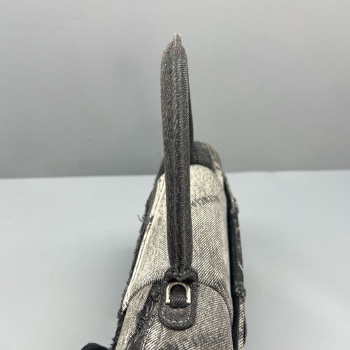 Balenciaga Hourglass Top Handle Medium Denim Black Grey Balenciaga Hourglass Top Handle Medium Denim Black Grey
