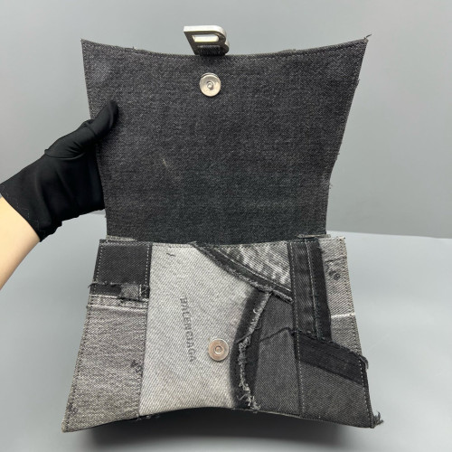 Balenciaga Hourglass Top Handle Medium Denim Black Grey Balenciaga Hourglass Top Handle Medium Denim Black Grey