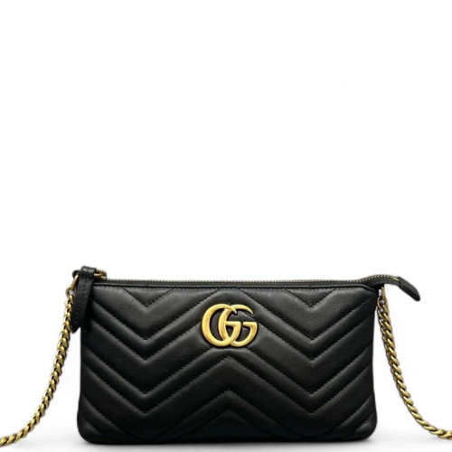 Gucci Chevron Shoulder Bag Calfskin Black Gucci Chevron Shoulder Bag Calfskin Black
