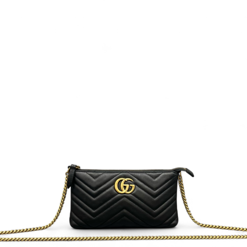 Gucci Chevron Shoulder Bag Calfskin Black Gucci Chevron Shoulder Bag Calfskin Black