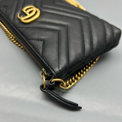 Gucci Chevron Shoulder Bag Calfskin Black Gucci Chevron Shoulder Bag Calfskin Black
