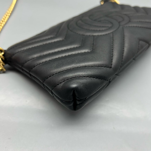 Gucci Chevron Shoulder Bag Calfskin Black Gucci Chevron Shoulder Bag Calfskin Black