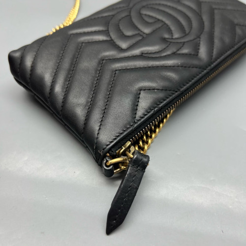 Gucci Chevron Shoulder Bag Calfskin Black Gucci Chevron Shoulder Bag Calfskin Black