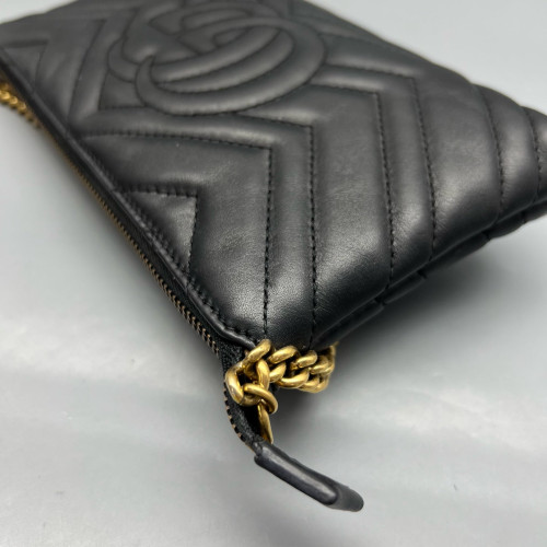 Gucci Chevron Shoulder Bag Calfskin Black Gucci Chevron Shoulder Bag Calfskin Black