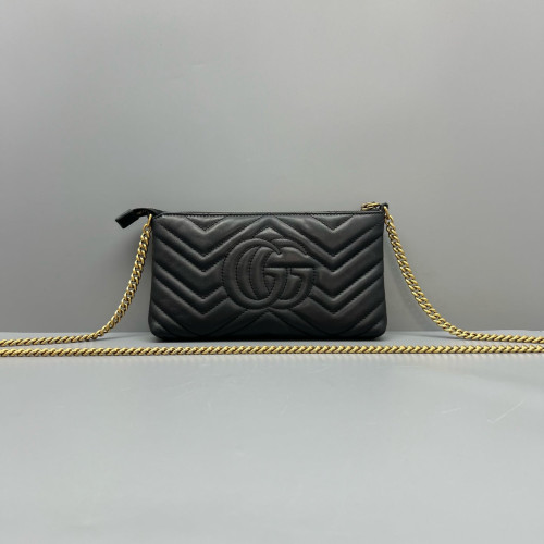 Gucci Chevron Shoulder Bag Calfskin Black Gucci Chevron Shoulder Bag Calfskin Black