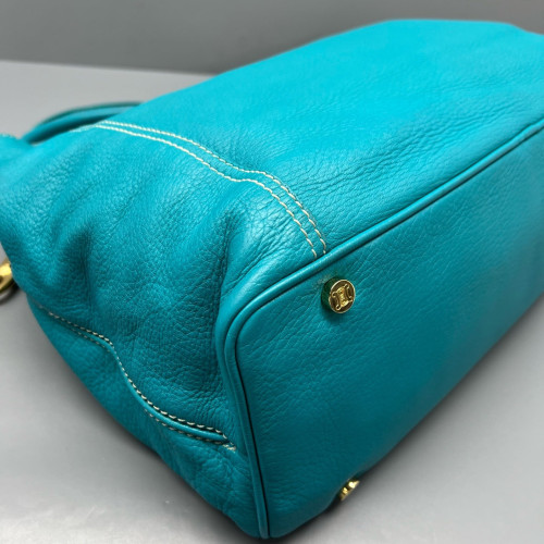 Celine Handbag Calfskin Blue Teal