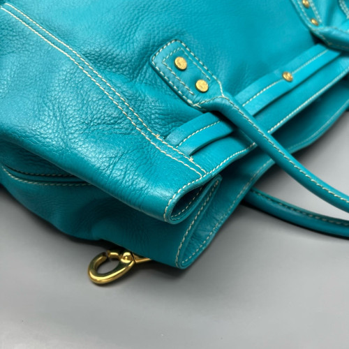 Celine Handbag Calfskin Blue Teal