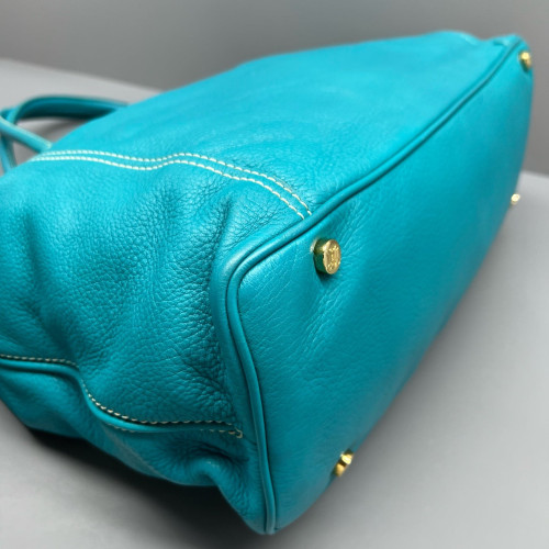 Celine Handbag Calfskin Blue Teal