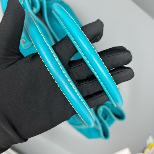 Celine Handbag Calfskin Blue Teal