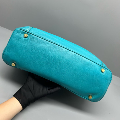 Celine Handbag Calfskin Blue Teal