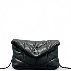 Yves Saint Laurent Toy Loulou Puffer Chain Soft Calfskin Black