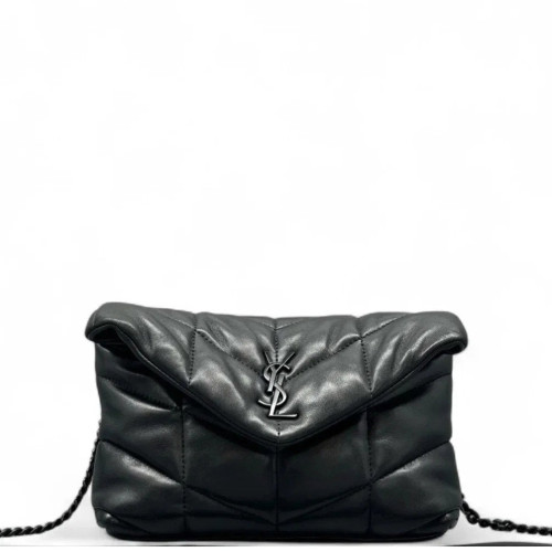 Yves Saint Laurent Toy Loulou Puffer Chain Soft Calfskin Black