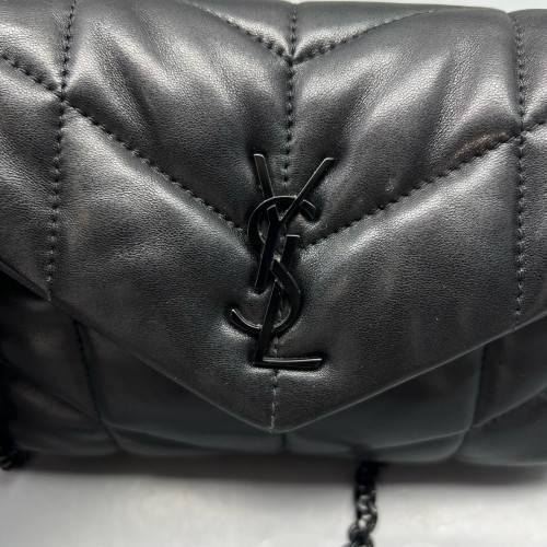 Yves Saint Laurent Toy Loulou Puffer Chain Soft Calfskin Black