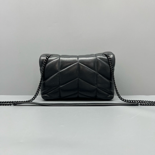 Yves Saint Laurent Toy Loulou Puffer Chain Soft Calfskin Black