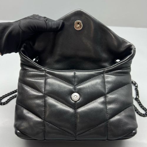 Yves Saint Laurent Toy Loulou Puffer Chain Soft Calfskin Black