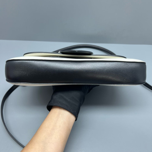 Prada Medium Sidonie Shoulder Bag Calfskin Black White