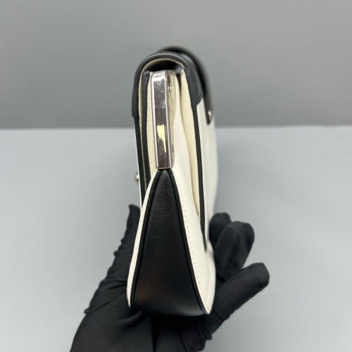 Prada Medium Sidonie Shoulder Bag Calfskin Black White