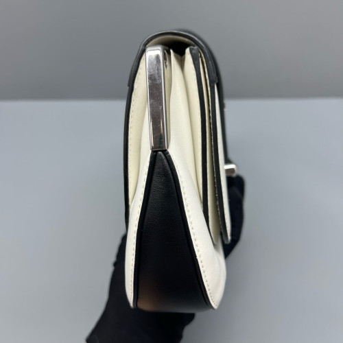 Prada Medium Sidonie Shoulder Bag Calfskin Black White