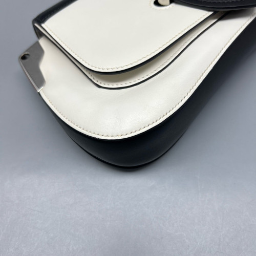 Prada Medium Sidonie Shoulder Bag Calfskin Black White