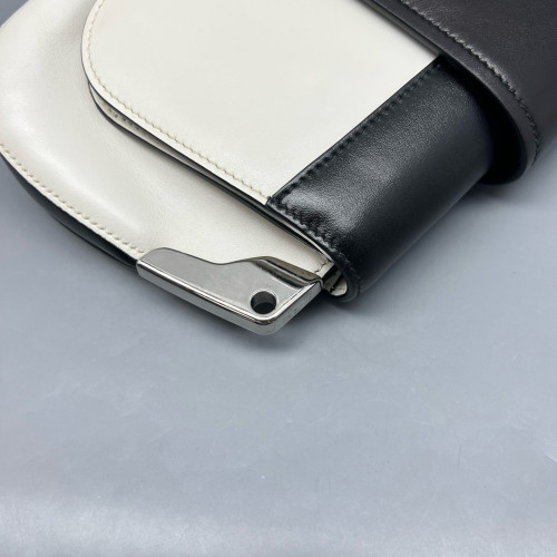 Prada Medium Sidonie Shoulder Bag Calfskin Black White