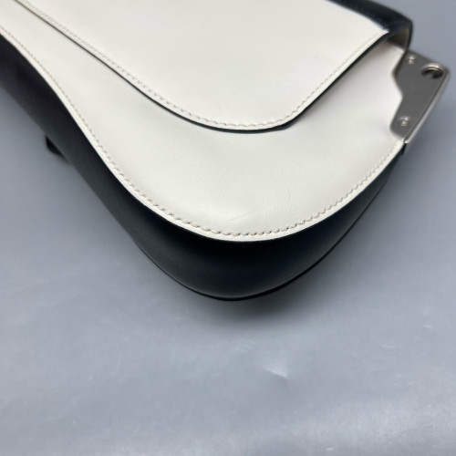 Prada Medium Sidonie Shoulder Bag Calfskin Black White