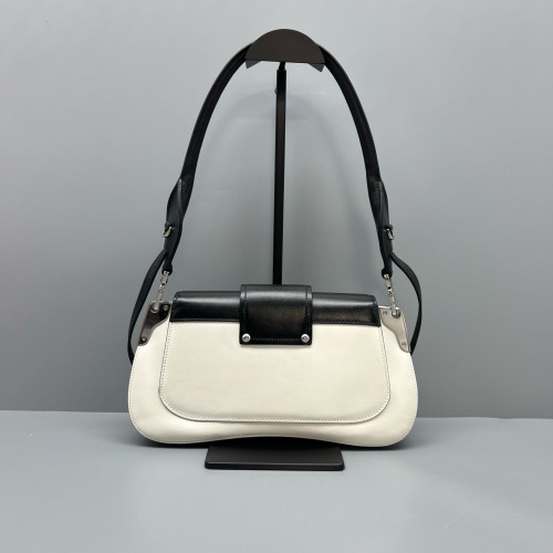 Prada Medium Sidonie Shoulder Bag Calfskin Black White