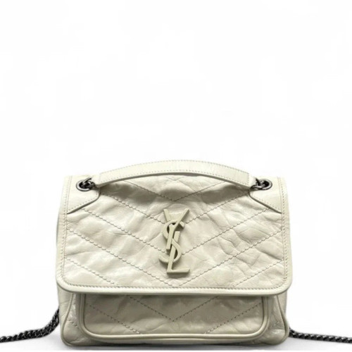 Yves Saint Laurent Baby Niki Messenger Pull Up Leather Beige