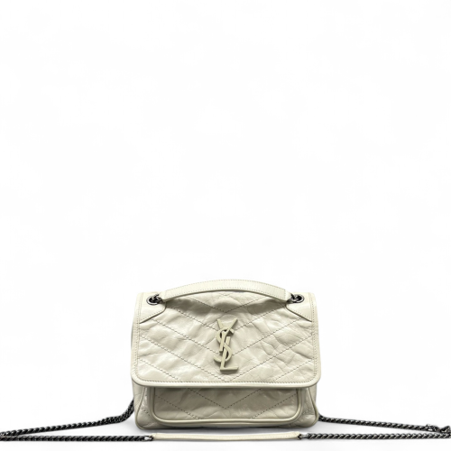 Yves Saint Laurent Baby Niki Messenger Pull Up Leather Beige