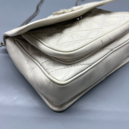 Yves Saint Laurent Baby Niki Messenger Pull Up Leather Beige