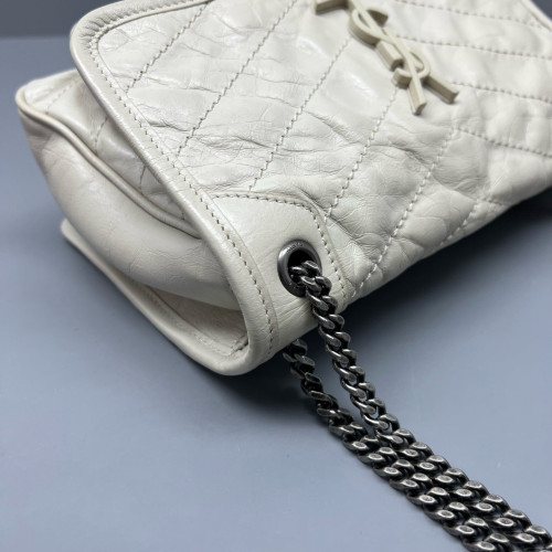 Yves Saint Laurent Baby Niki Messenger Pull Up Leather Beige