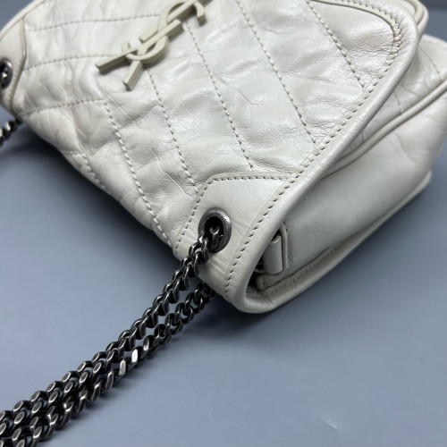 Yves Saint Laurent Baby Niki Messenger Pull Up Leather Beige