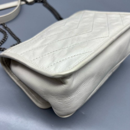 Yves Saint Laurent Baby Niki Messenger Pull Up Leather Beige