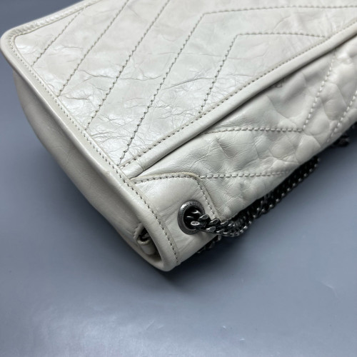 Yves Saint Laurent Baby Niki Messenger Pull Up Leather Beige
