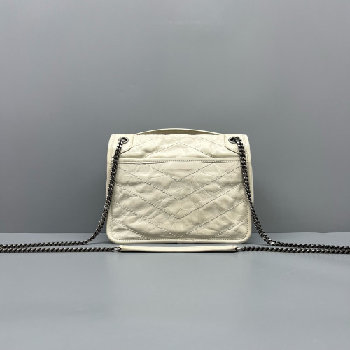 Yves Saint Laurent Baby Niki Messenger Pull Up Leather Beige