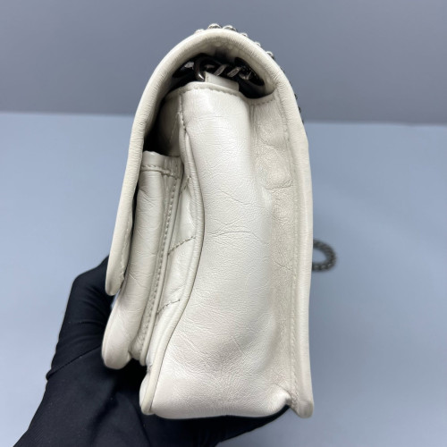 Yves Saint Laurent Baby Niki Messenger Pull Up Leather Beige