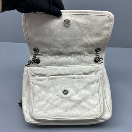 Yves Saint Laurent Baby Niki Messenger Pull Up Leather Beige