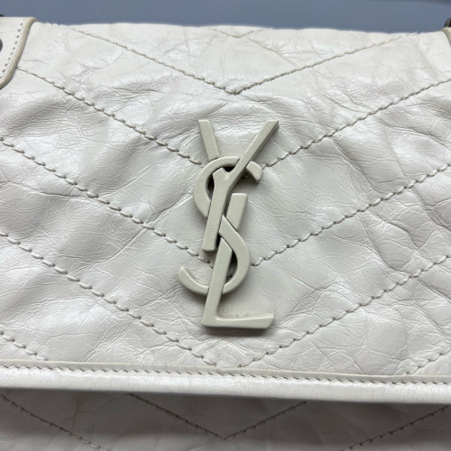 Yves Saint Laurent Baby Niki Messenger Pull Up Leather Beige