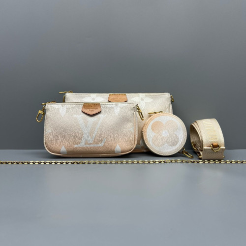 Louis Vuitton Multi Pochette Accessories Monogram Giant Pink White