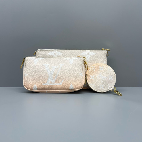 Louis Vuitton Multi Pochette Accessories Monogram Giant Pink White