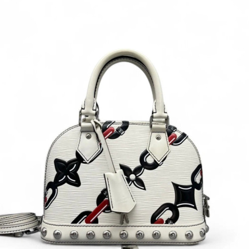 Louis Vuitton Studded Alma BB Epi White
