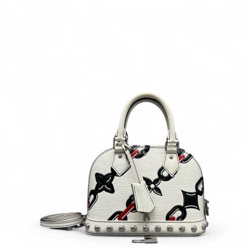 Louis Vuitton Studded Alma BB Epi White