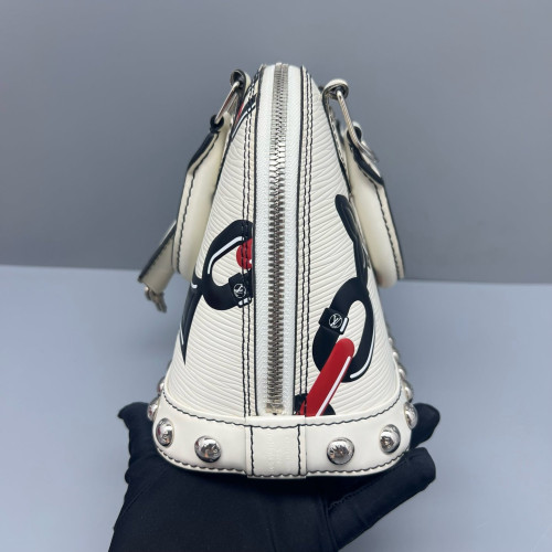 Louis Vuitton Studded Alma BB Epi White
