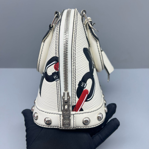 Louis Vuitton Studded Alma BB Epi White