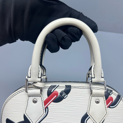 Louis Vuitton Studded Alma BB Epi White