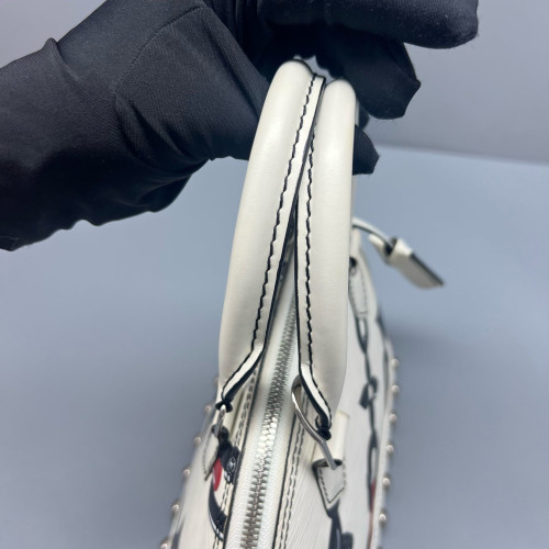 Louis Vuitton Studded Alma BB Epi White